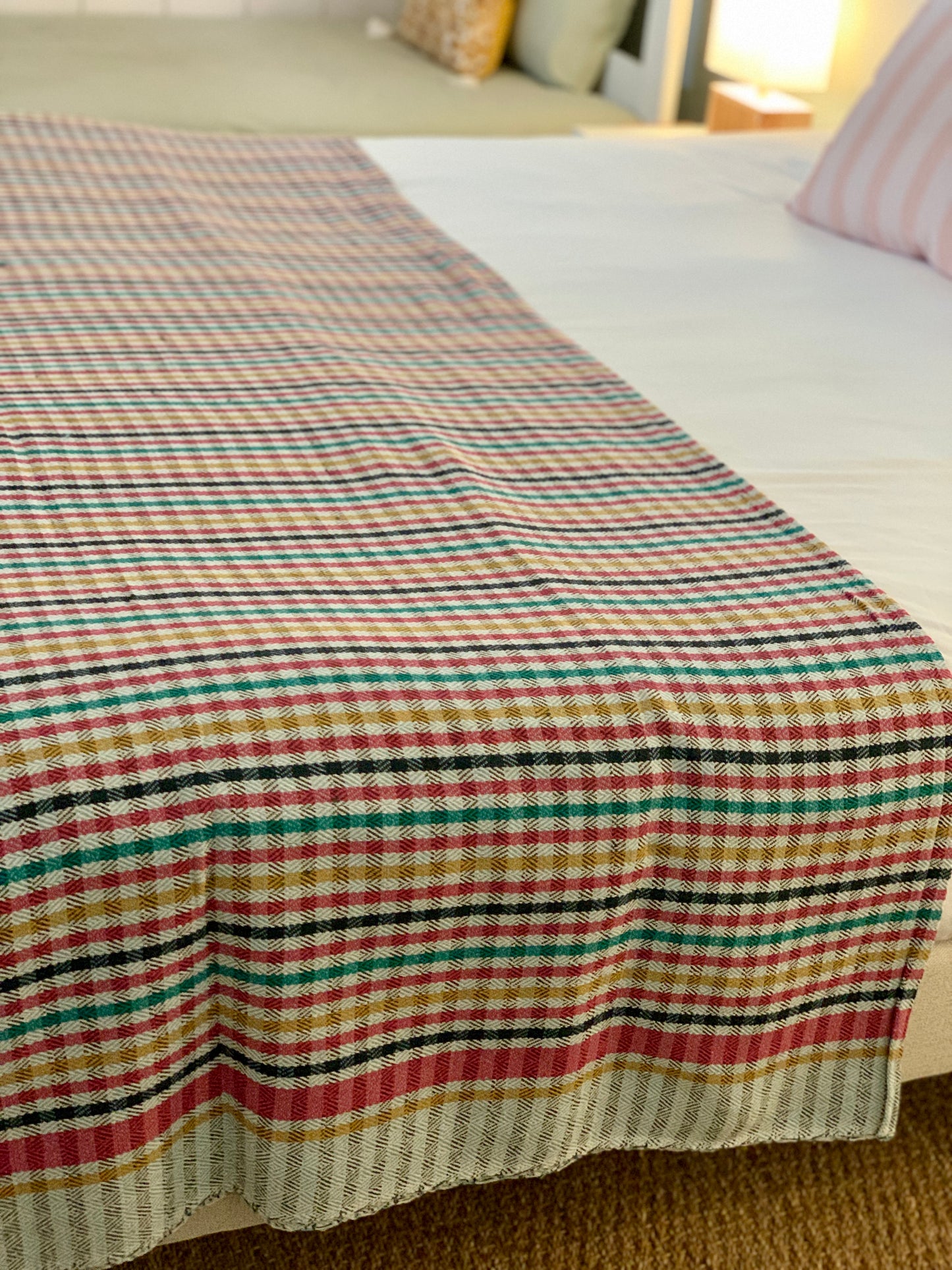 Grand plaid en khadi de coton multicolore