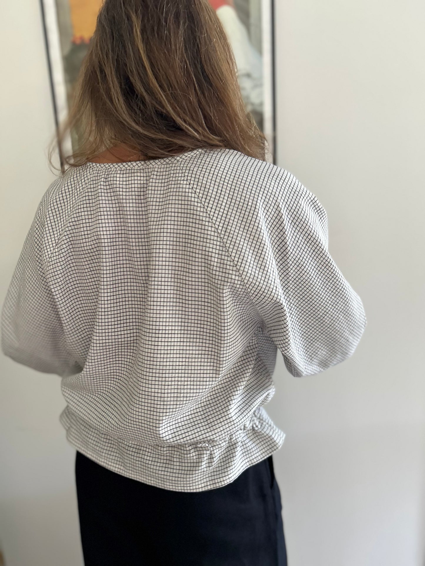 Blouse PRANA en coton khadi carreaux Noir & Blanc
