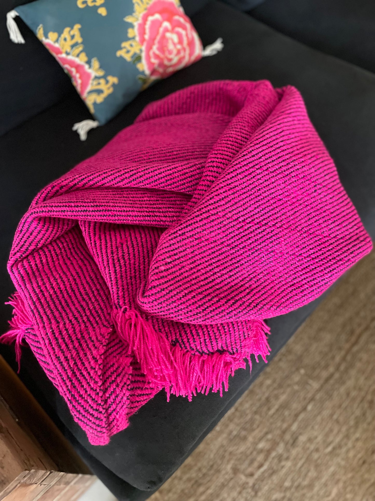 Plaid en Khadi de Laine fushia