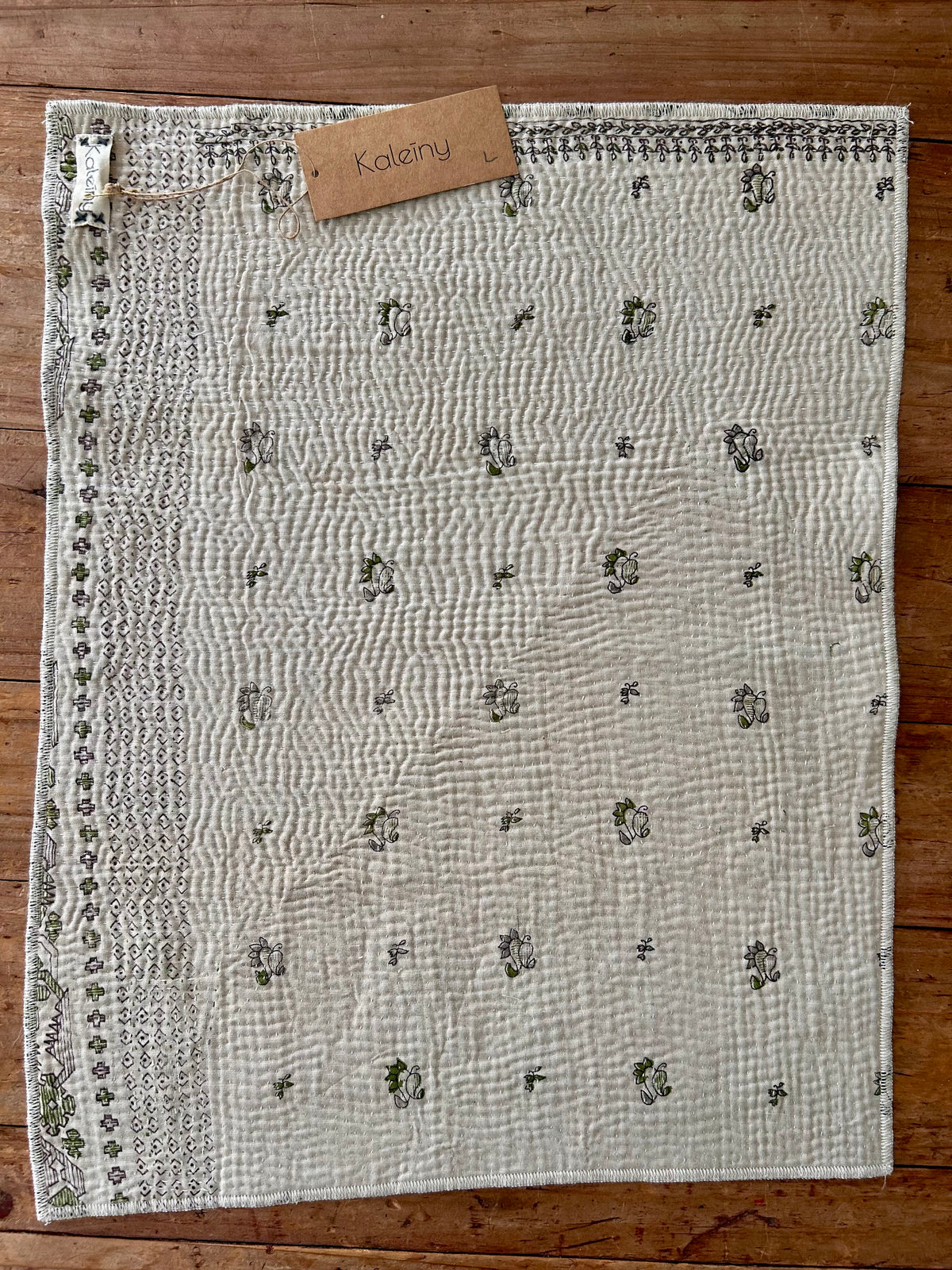 Set de table en kantha réversible | Collection Vintage Crème
