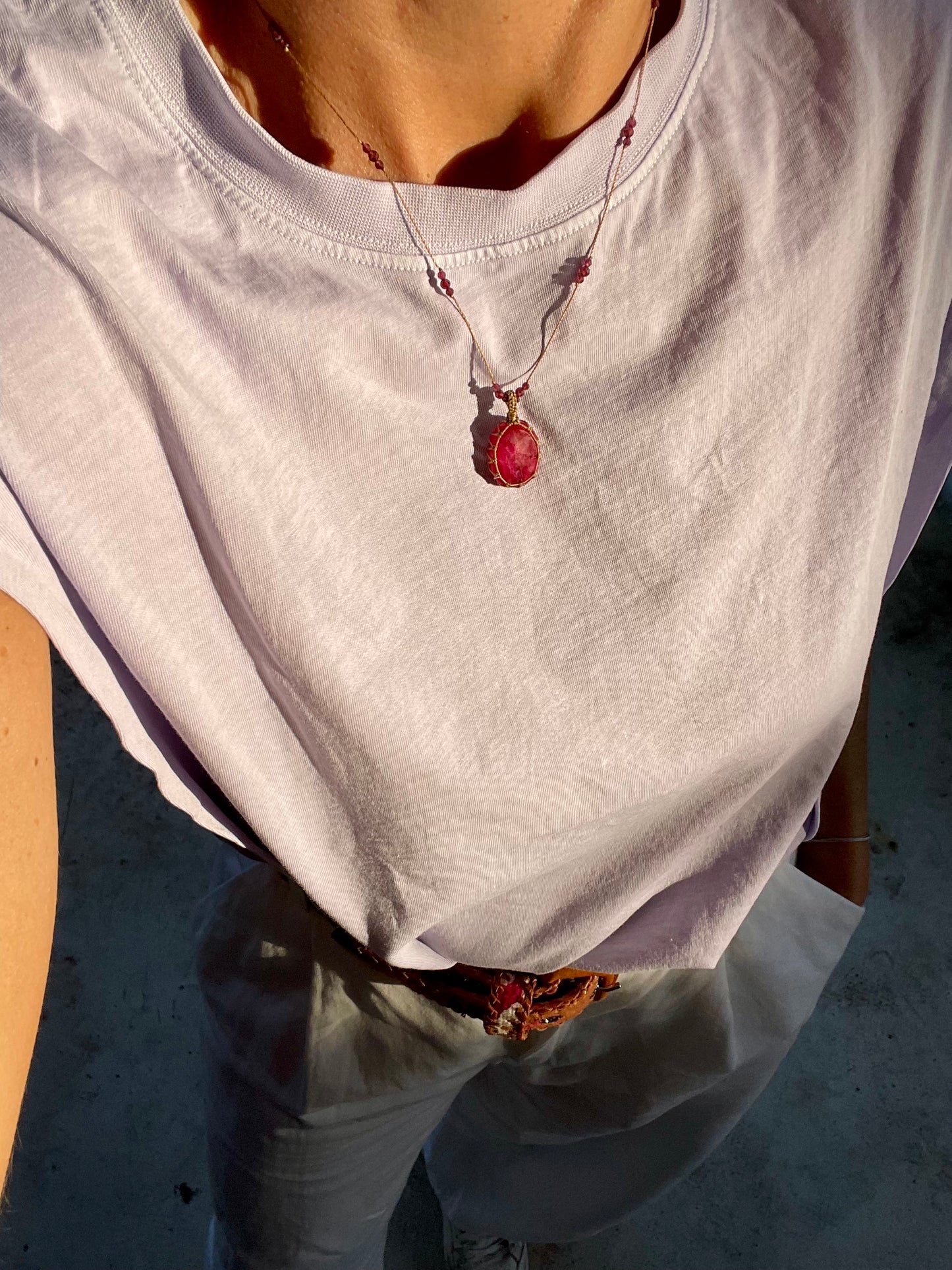 Collier INDIA fil de soie et pierres semi-précieuses