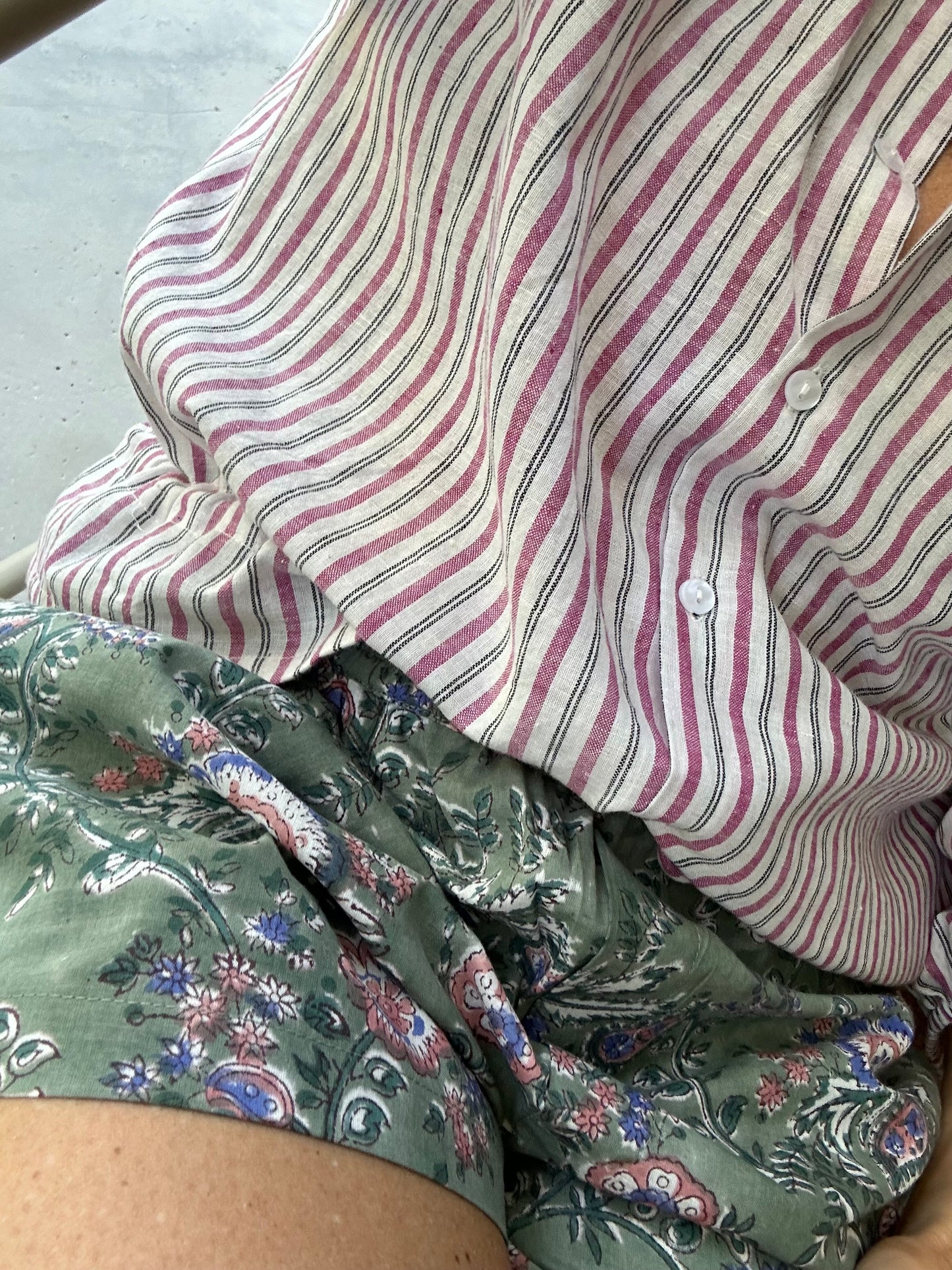 Short ARCA en coton blockprint vert