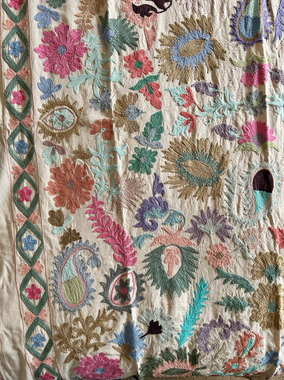 Plaid SUZANI Pastel & liseré losange vert