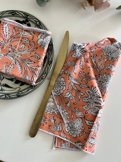 Serviettes de table en coton blockprint  (2 pièces)