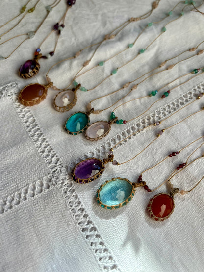 Collier INDIA fil de soie et pierres semi-précieuses