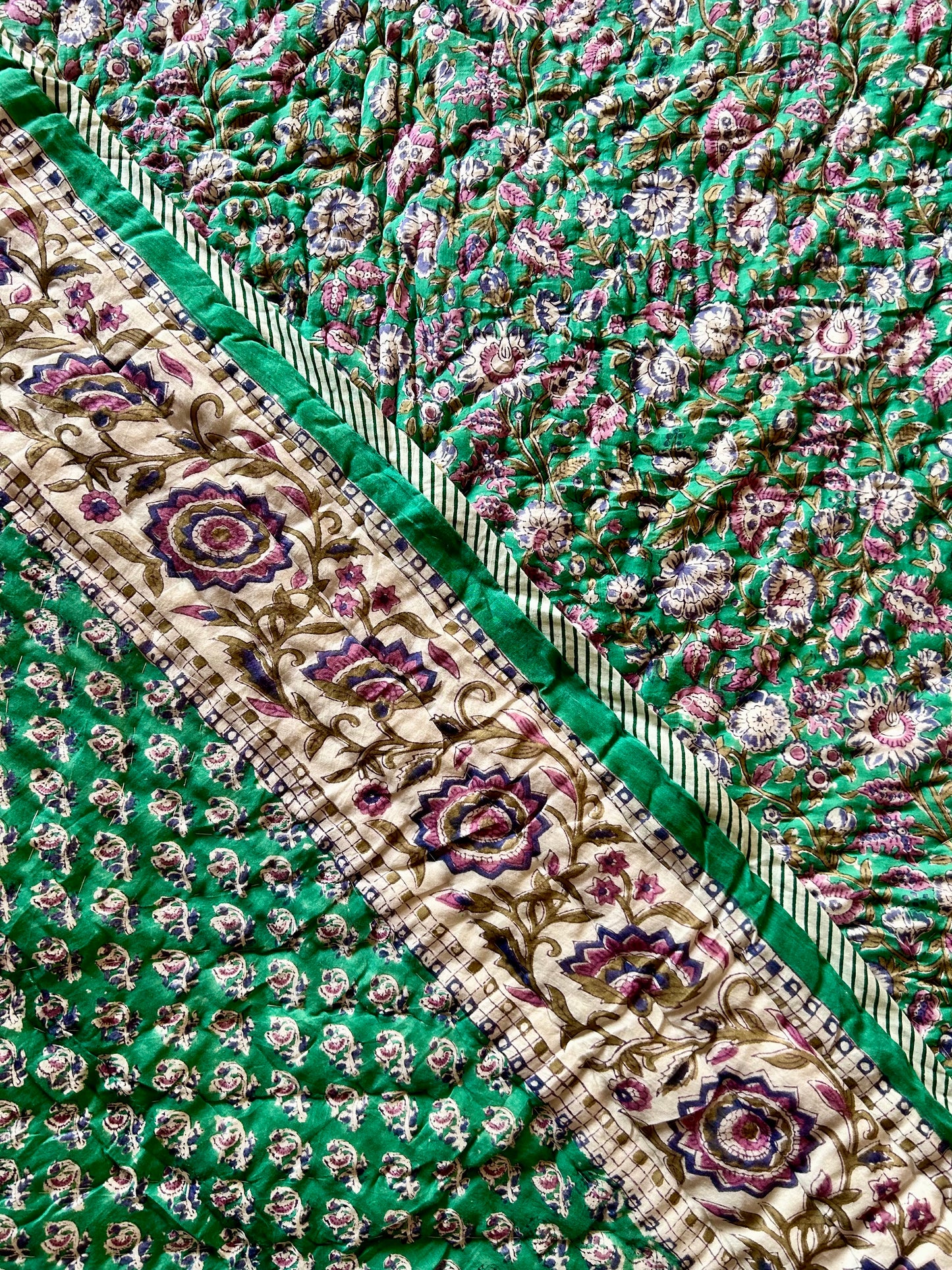 Boutis en coton réversible vert émeraude