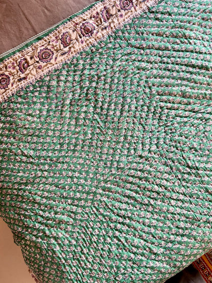 Boutis en coton réversible vert émeraude