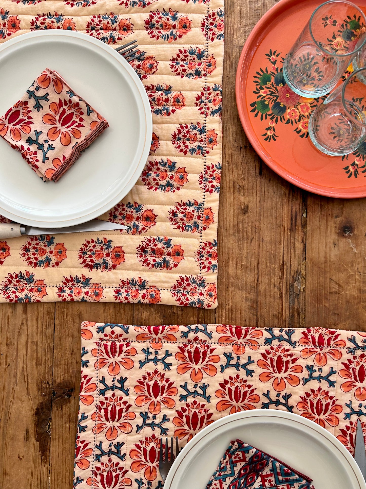 Set de table matelassé réversible  | Collection orangeade