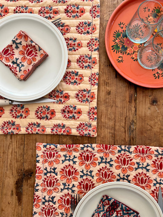 Set de table matelassé réversible  | Collection orangeade