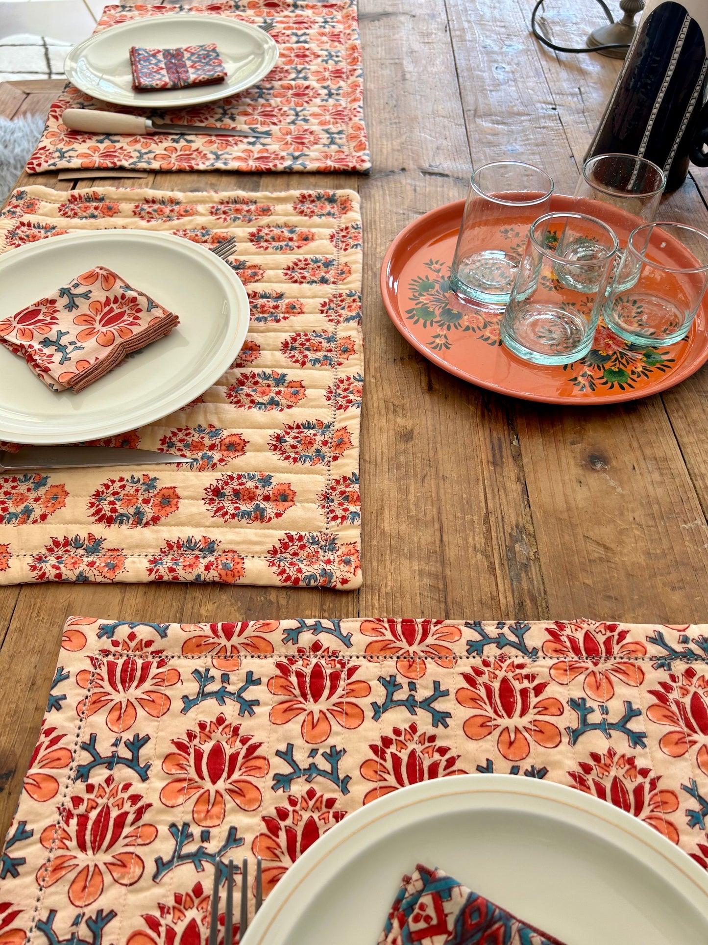 Set de table matelassé réversible  | Collection orangeade