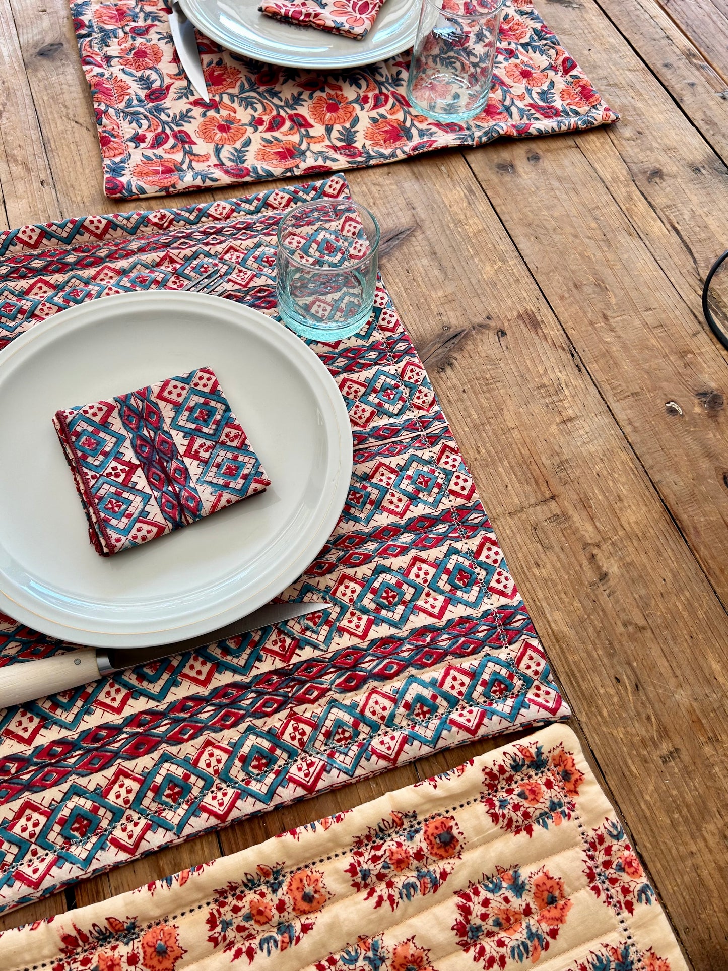 Set de table matelassé réversible  | Collection orangeade