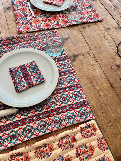 Set de table matelassé réversible  | Collection orangeade