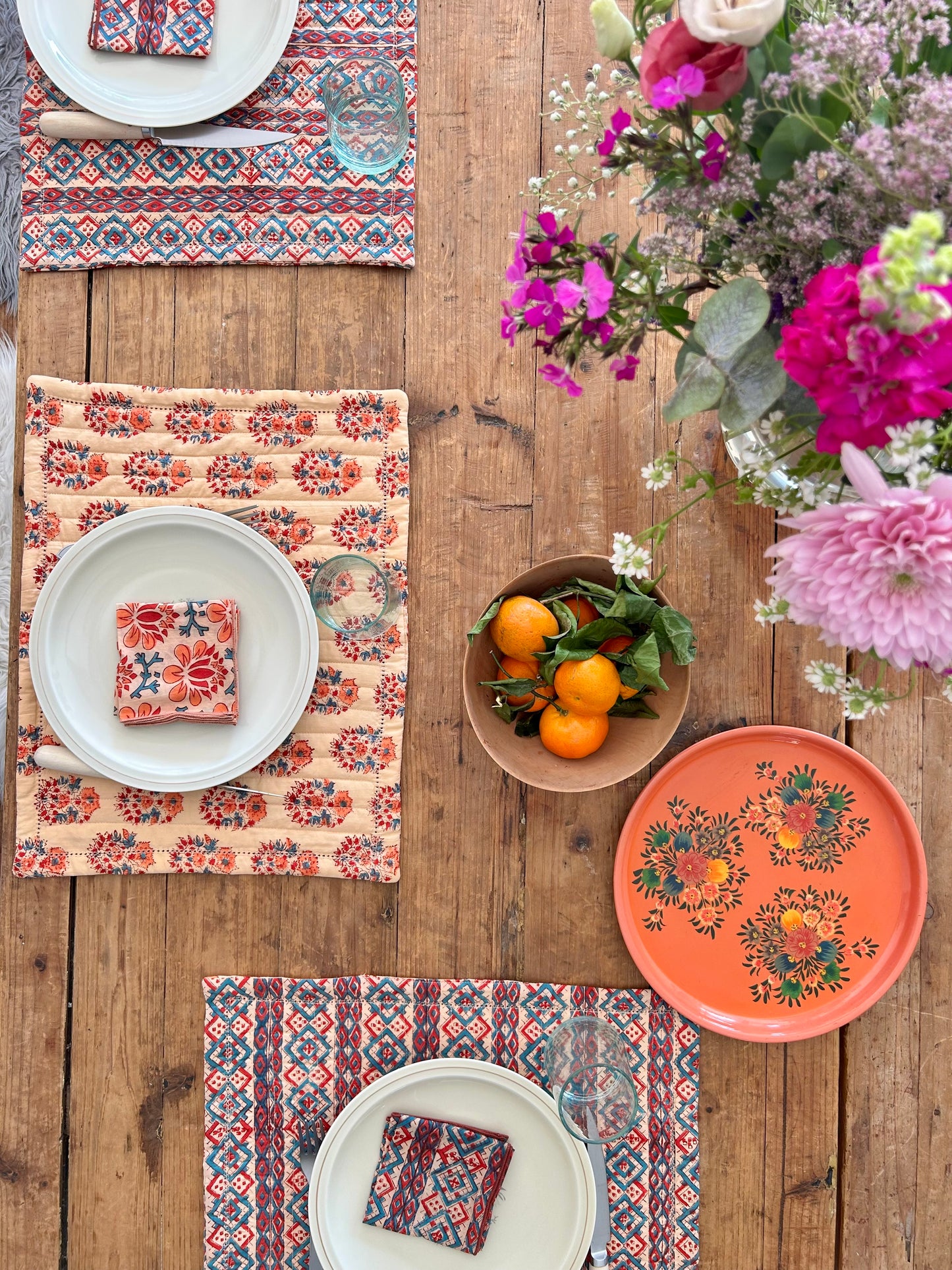 Set de table matelassé réversible  | Collection orangeade