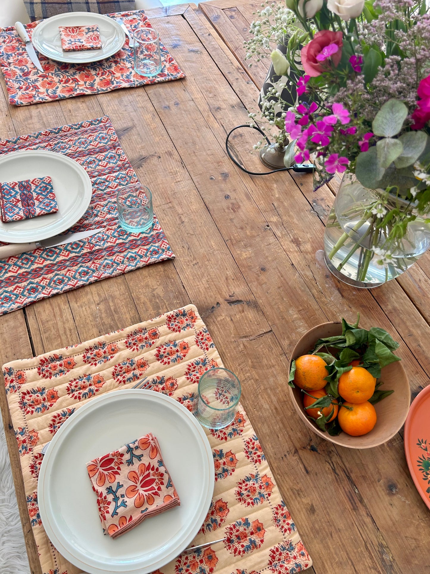Set de table matelassé réversible  | Collection orangeade