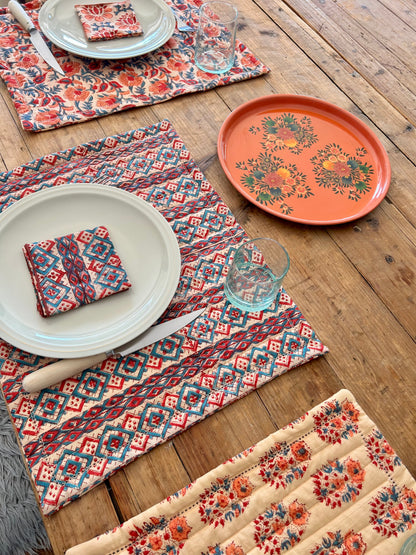 Set de table matelassé réversible  | Collection orangeade