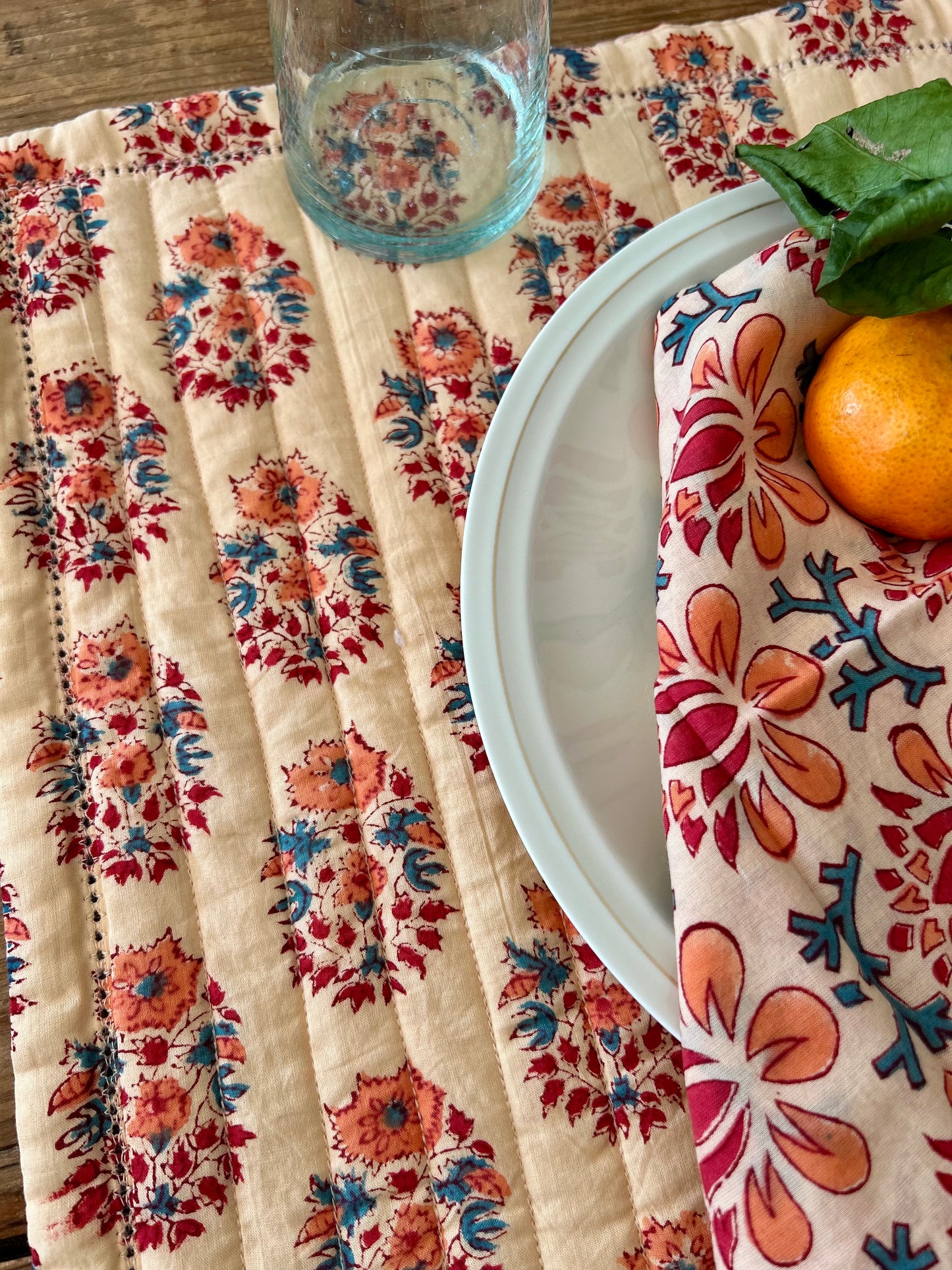 Set de table matelassé réversible  | Collection orangeade