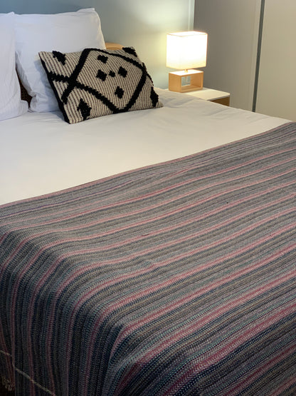 Plaid en khadi de coton fines rayures