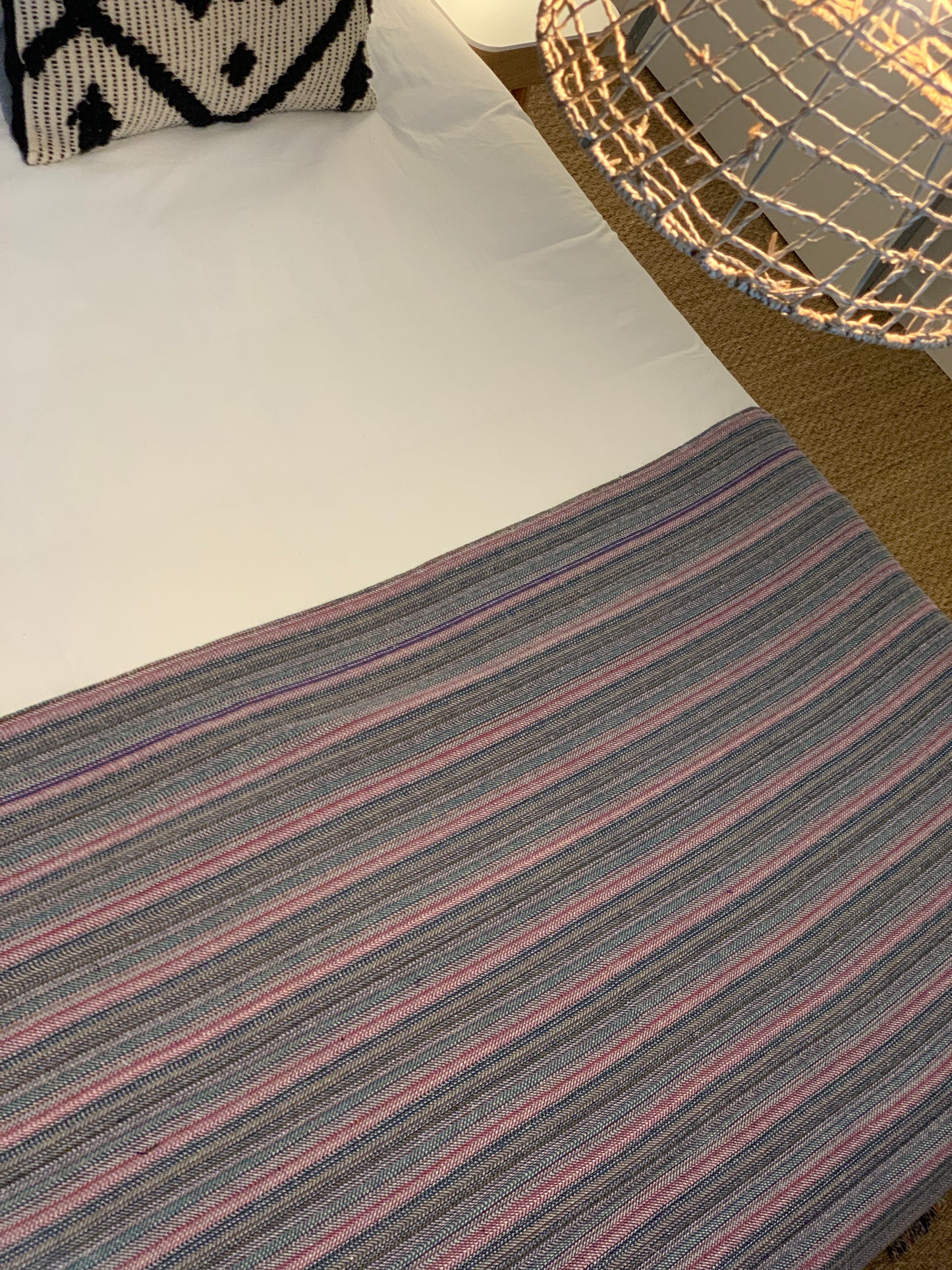 Plaid en khadi de coton fines rayures