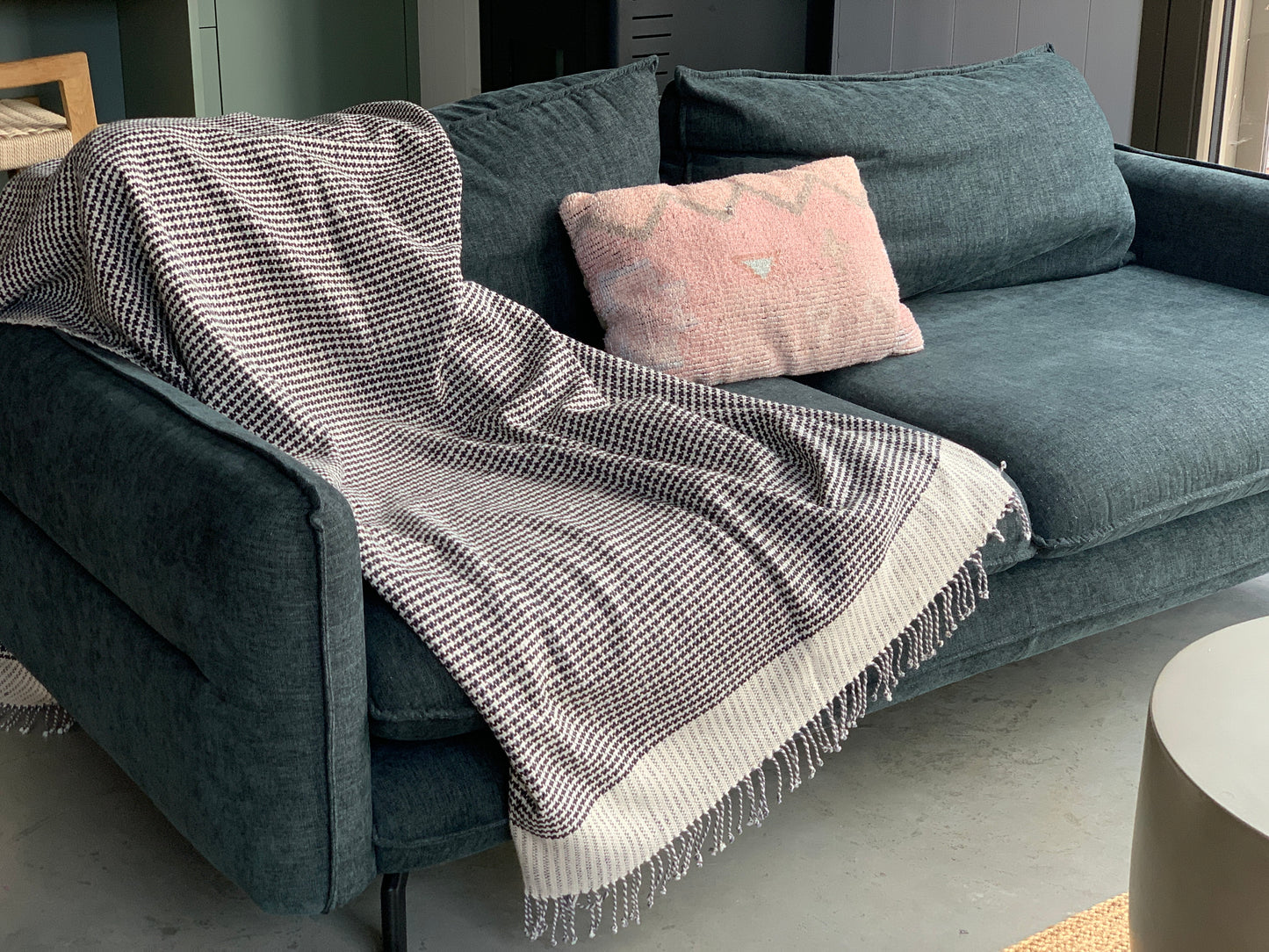 Plaid en khadi bleu marine