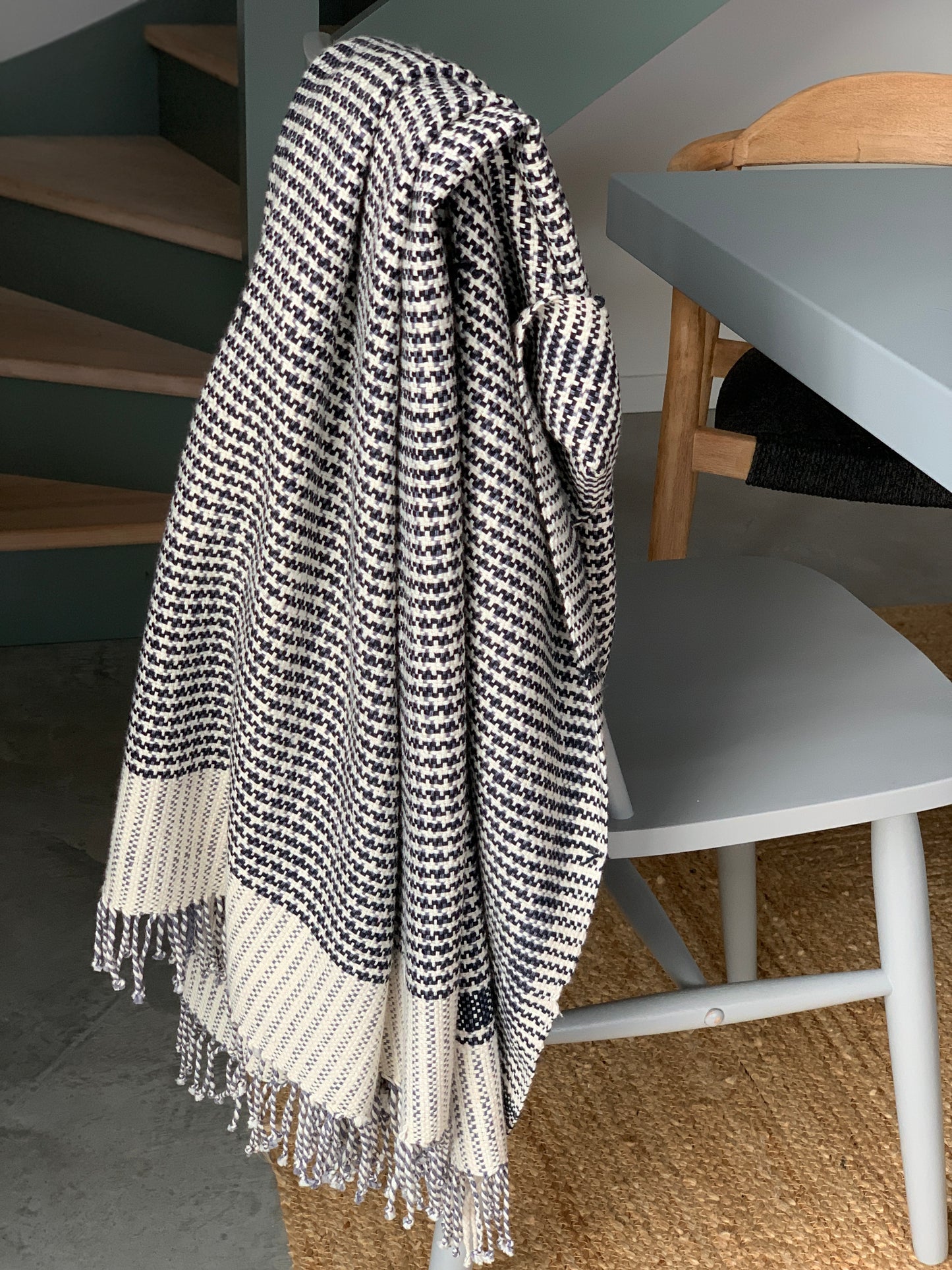 Plaid en khadi bleu marine