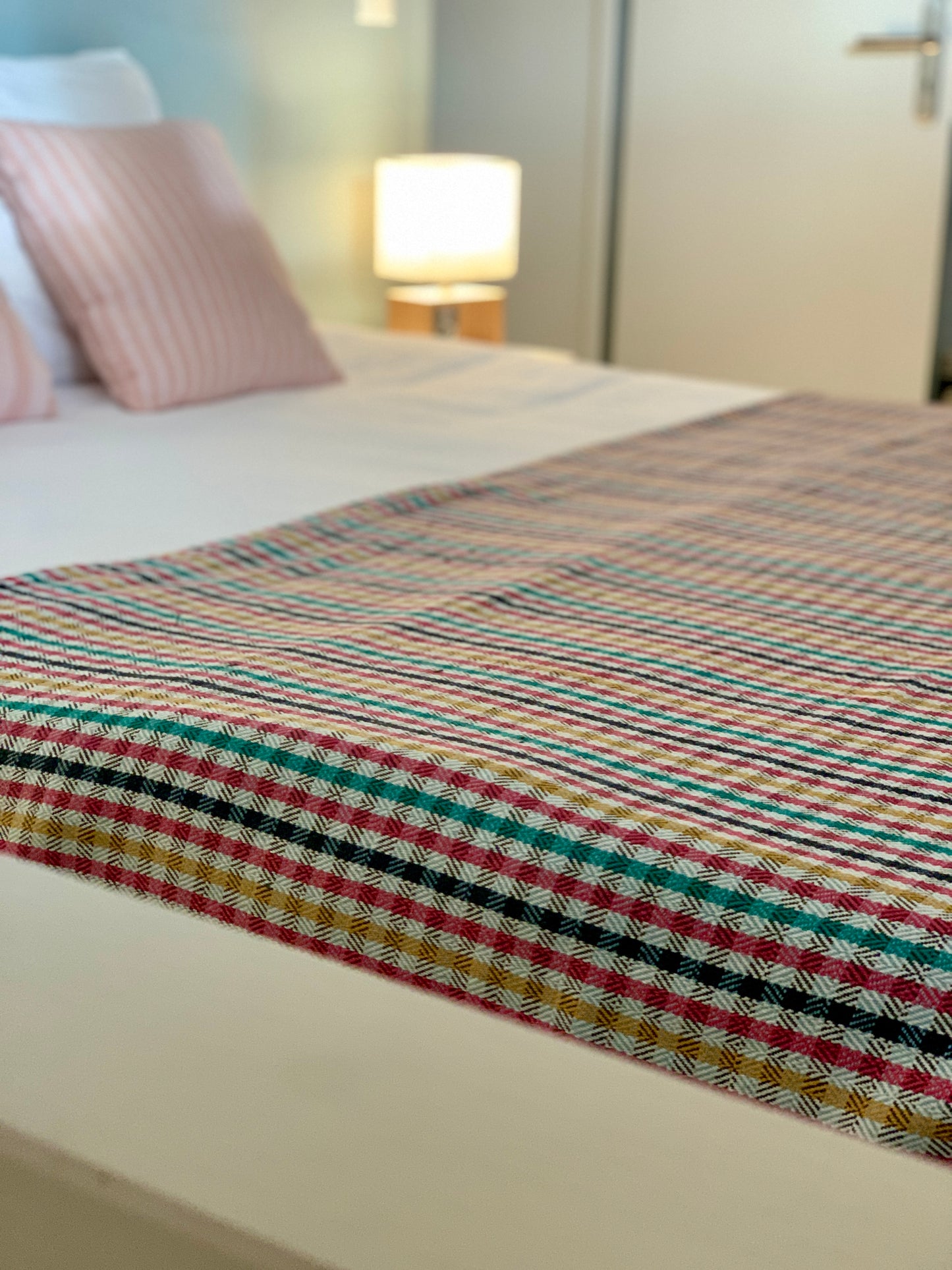 Grand plaid en  khadi de coton multicolore