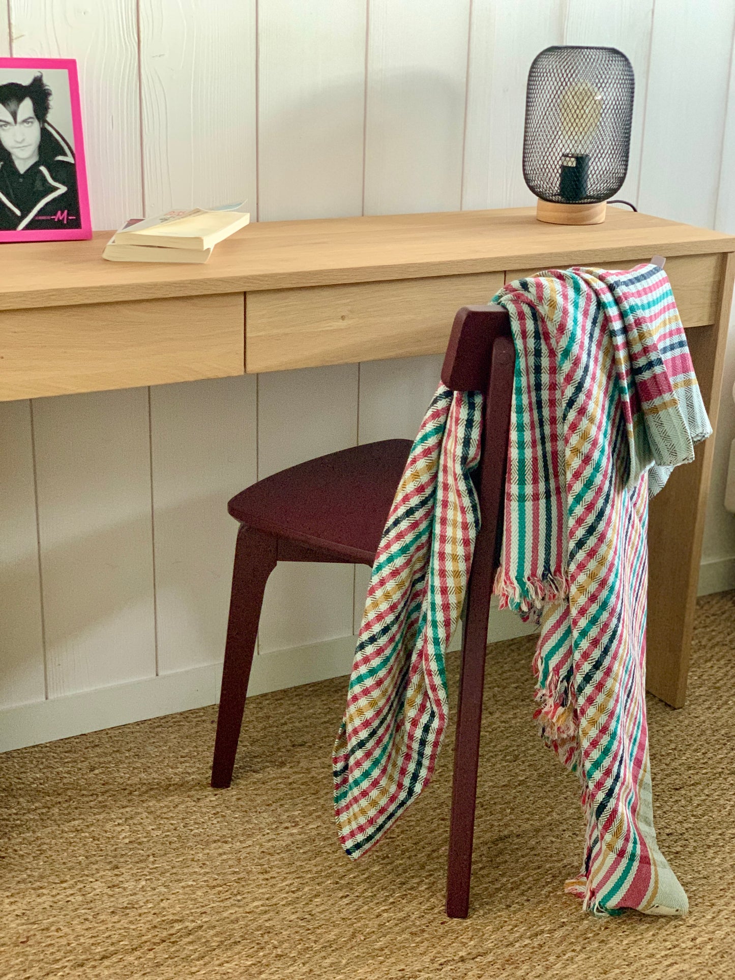 Grand plaid en  khadi de coton multicolore