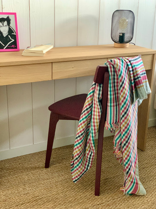 Grand plaid en  khadi de coton multicolore