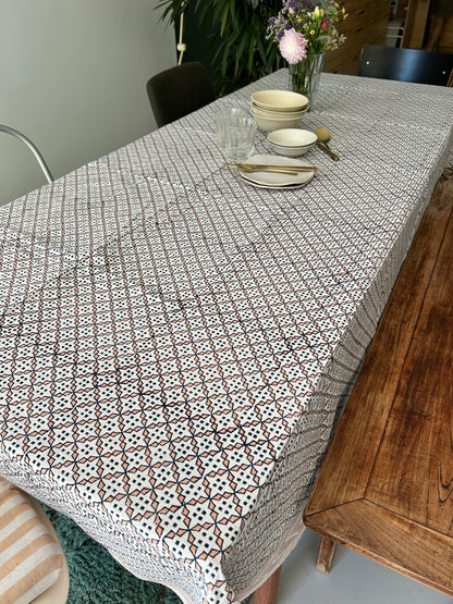 Nappe imprimée à la main- motifs géométriques