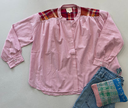 Blouse TELMA fines rayures rose