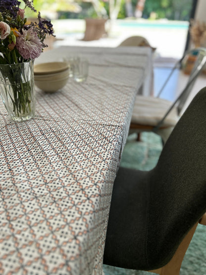 Nappe imprimée à la main- motifs géométriques