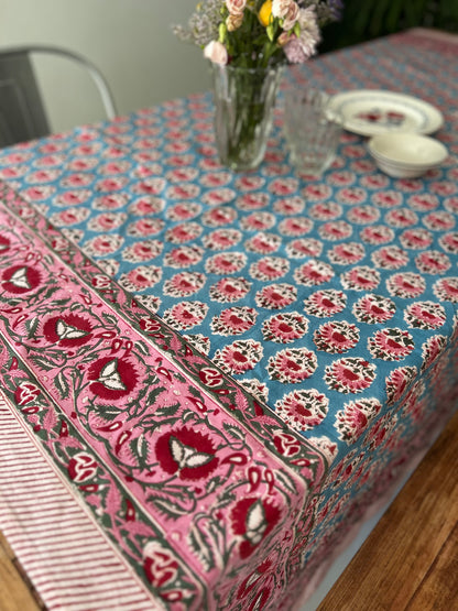 Nappe carrée en coton imprimée à la main