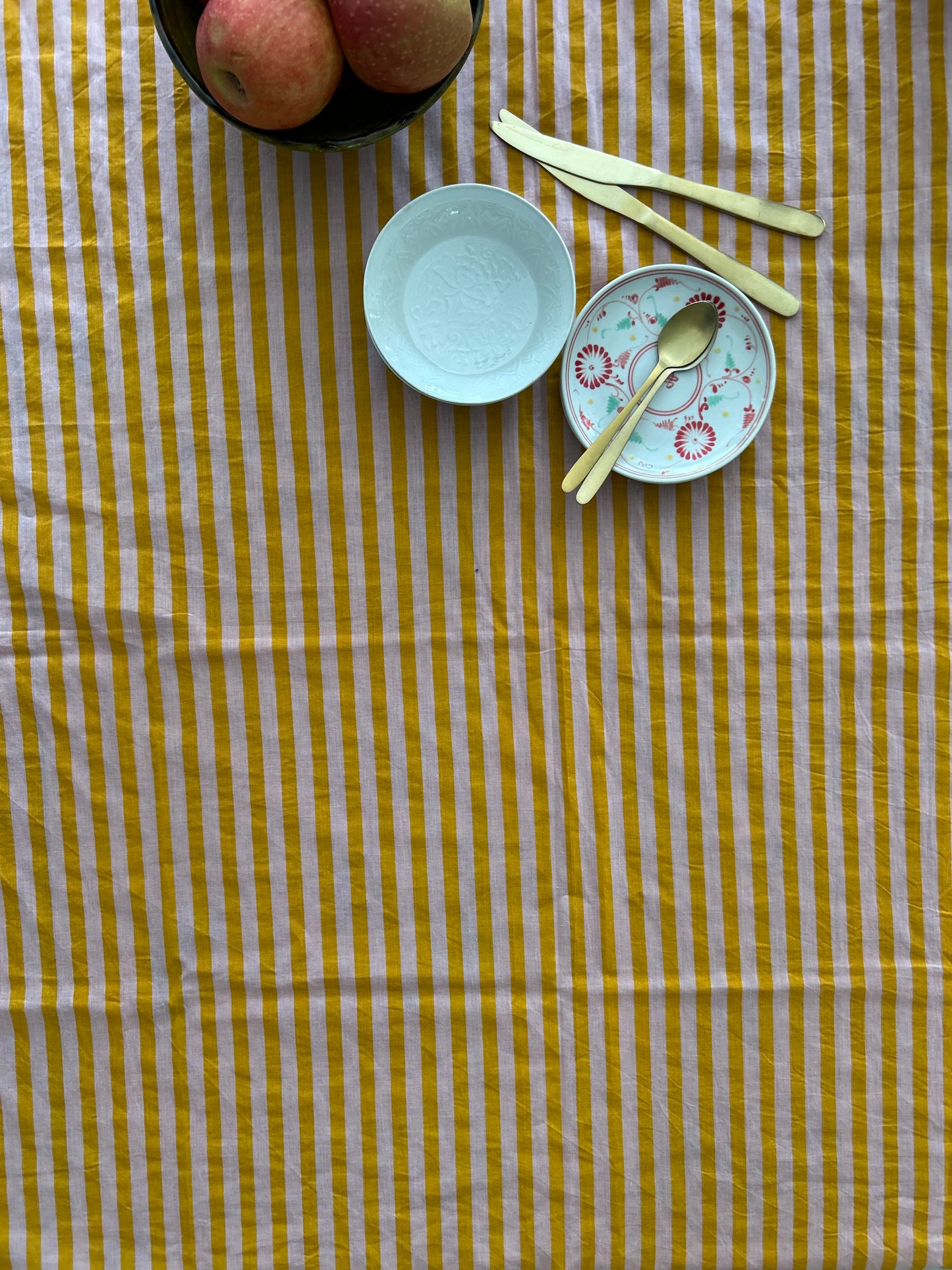 Nappe en coton à rayures rose - orange