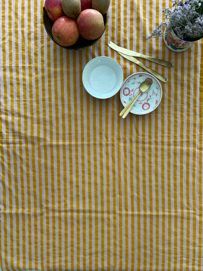 Nappe en coton à rayures rose - orange