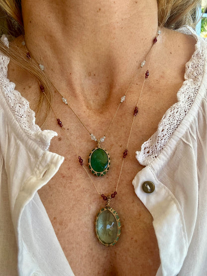 Collier INDIA fil de soie et pierres semi-précieuses