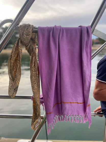 Serviette en khadi de coton nid d'abeille