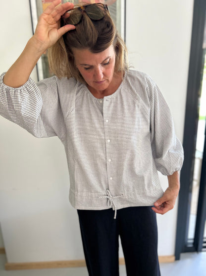 Blouse PRANA en coton khadi carreaux Noir & Blanc
