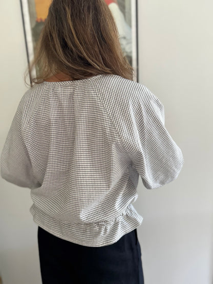 Blouse PRANA en coton khadi carreaux Noir & Blanc