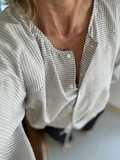 Blouse PRANA en coton khadi carreaux Noir & Blanc