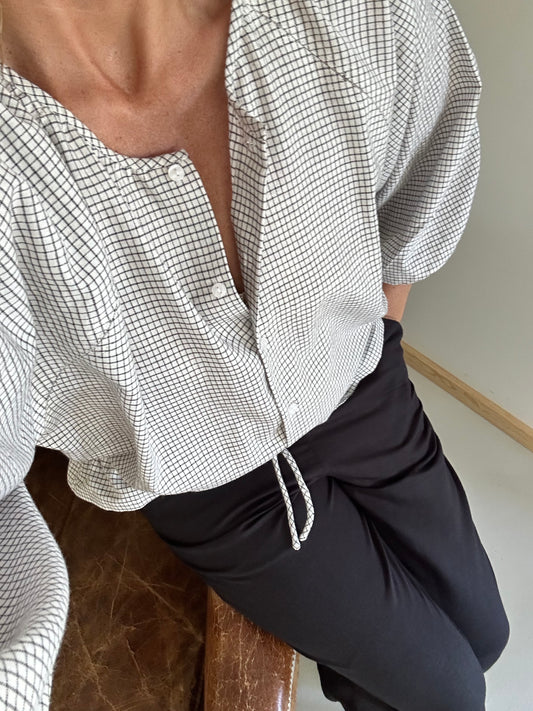 Blouse PRANA en coton khadi carreaux Noir & Blanc