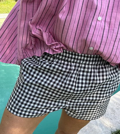 Short ARCA en coton Vichy noir & blanc