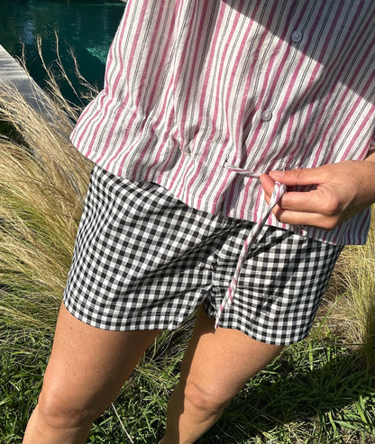 Short ARCA en coton Vichy noir & blanc