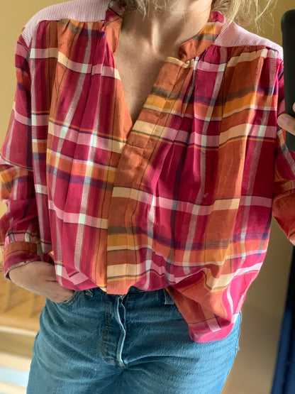 Blouse TELMA Fuchsia Madras