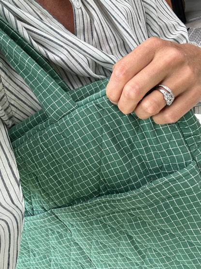 CABA en coton khadi matelassé vert à petits carreaux