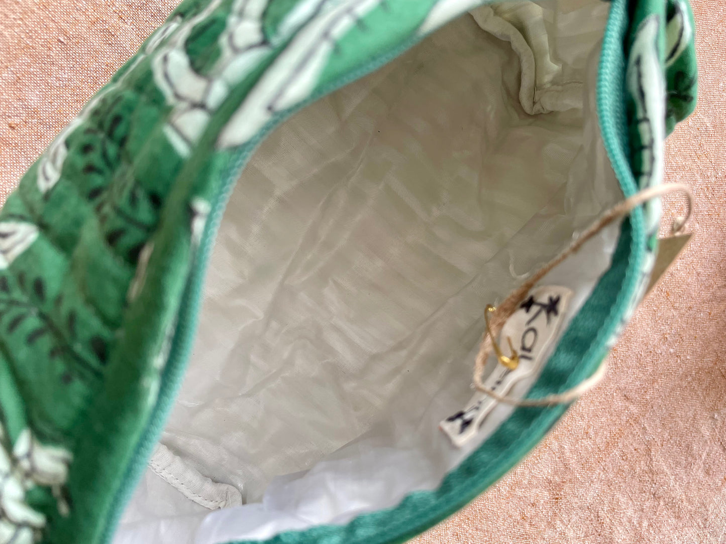 Trousse à maquillage en coton blockprint matelassé