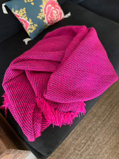 Plaid en Khadi de Laine fushia