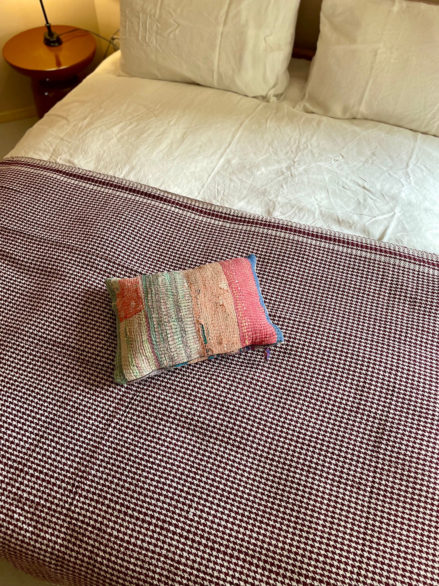 Plaid en khadi de coton bordeaux