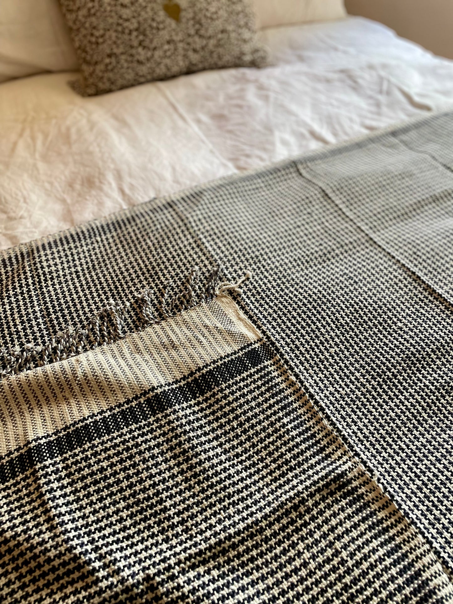 Plaid en khadi bleu marine