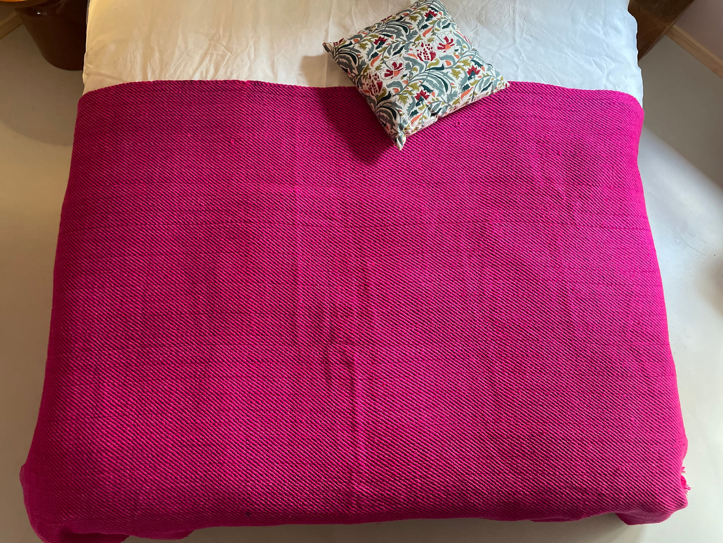 Plaid en Khadi de Laine fushia