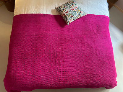 Plaid en Khadi de Laine fushia