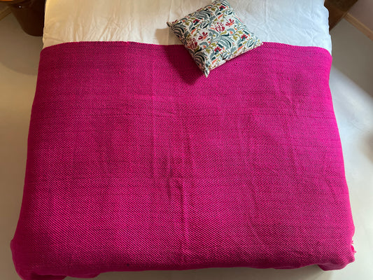 Plaid en Khadi de Laine fushia